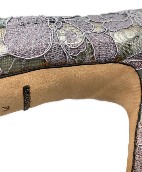 DOLCE & GABBANA（ドルチェ＆ガッバーナ）DOLCE & GABBANA (ドルチェ＆ガッバーナ) レース ビジュー ポインテッドトゥパンプス グレー サイズ:SIZE 37 1/2の古着・服飾アイテム