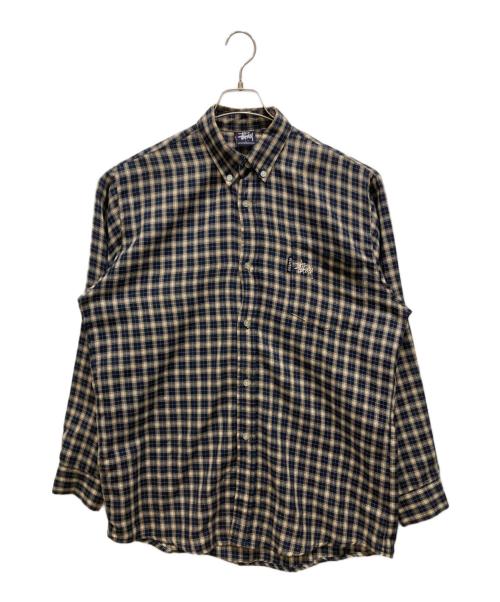 stussy（ステューシー）stussy (ステューシー) OLDチェックシャツ ベージュ サイズ:SIZE Lの古着・服飾アイテム