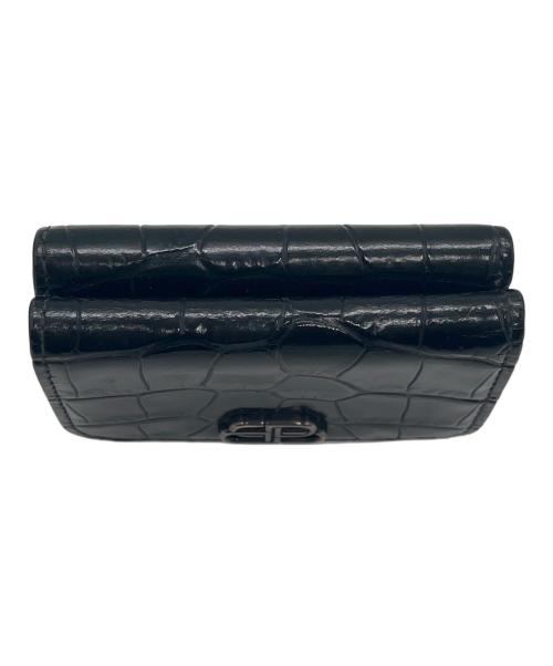 BALENCIAGA（バレンシアガ）BALENCIAGA (バレンシアガ) 3つ折り財布　BBメタルロゴクロコ型押しスマートウォレット ブラックの古着・服飾アイテム