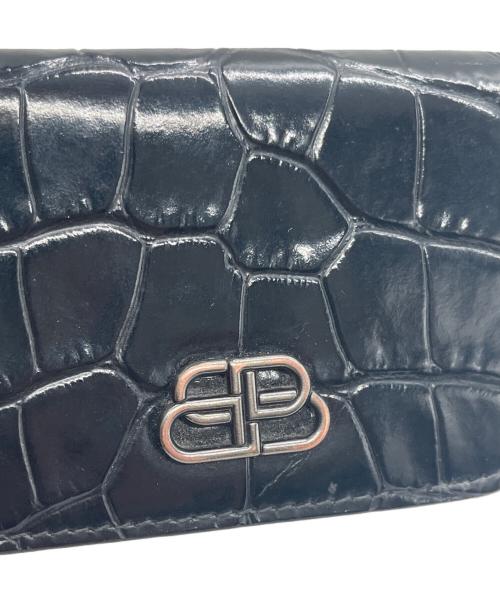 BALENCIAGA（バレンシアガ）BALENCIAGA (バレンシアガ) 3つ折り財布　BBメタルロゴクロコ型押しスマートウォレット ブラックの古着・服飾アイテム