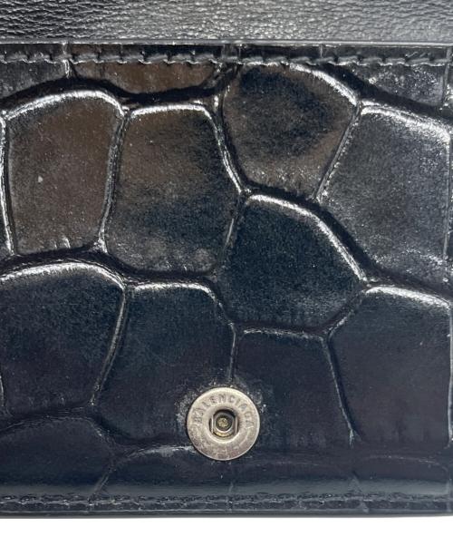 BALENCIAGA（バレンシアガ）BALENCIAGA (バレンシアガ) 3つ折り財布　BBメタルロゴクロコ型押しスマートウォレット ブラックの古着・服飾アイテム
