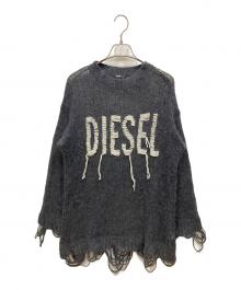 DIESEL（ディーゼル）の古着「ロゴフリンジニット」｜グレー