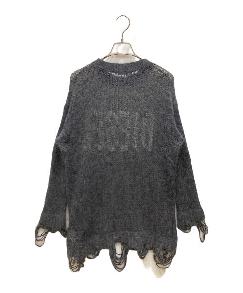 DIESEL（ディーゼル）DIESEL (ディーゼル) ロゴフリンジニット グレー サイズ:SIZE Sの古着・服飾アイテム