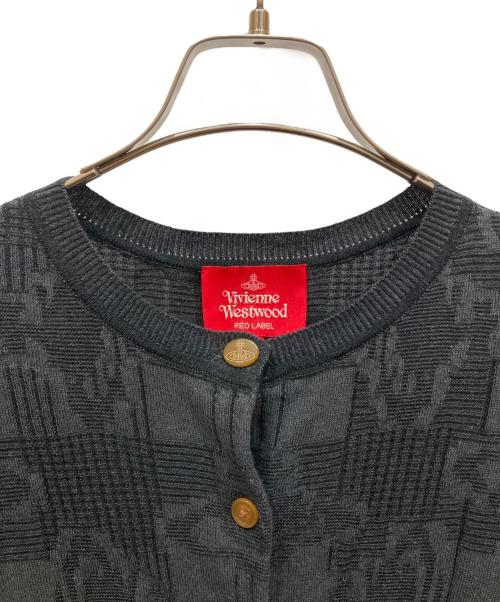 Vivienne Westwood RED LABEL（ヴィヴィアンウエストウッドレッドレーベル）Vivienne Westwood RED LABEL (ヴィヴィアンウエストウッドレッドレーベル) MESSY ORB TARTAN KNITクルーネックカーディガン グレー サイズ:00の古着・服飾アイテム