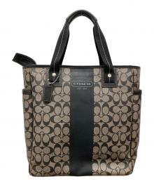 COACH（コーチ）の古着「シグネチャートートバッグ」｜グレー×ブラック