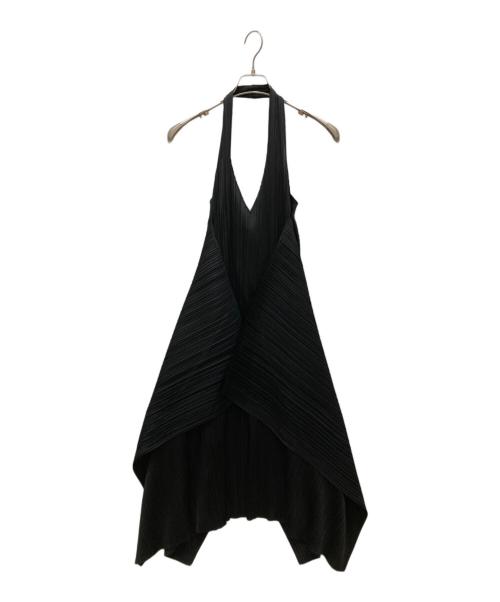 PLEATS PLEASE（プリーツプリーズ）PLEATS PLEASE (プリーツプリーズ) ホルターネック プリーツ ワンピース ブラック サイズ:SIZE 1の古着・服飾アイテム