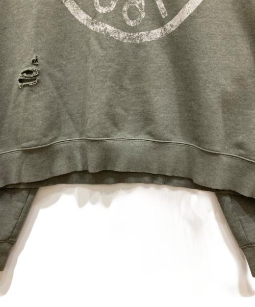 Acne studios（アクネ ストゥディオズ）ACNE STUDIOS (アクネ ストゥディオス) サークルロゴ ダメージ加工 クルーネックスウェット グリーン サイズ:Ⅿの古着・服飾アイテム