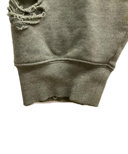 Acne studios（アクネ ストゥディオズ）ACNE STUDIOS (アクネ ストゥディオス) サークルロゴ ダメージ加工 クルーネックスウェット グリーン サイズ:Ⅿの古着・服飾アイテム