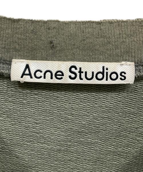 Acne studios（アクネ ストゥディオズ）ACNE STUDIOS (アクネ ストゥディオス) サークルロゴ ダメージ加工 クルーネックスウェット グリーン サイズ:Ⅿの古着・服飾アイテム