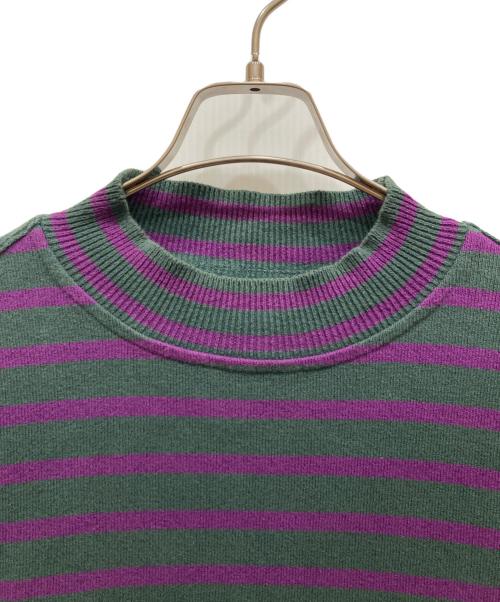 Yonetomi（ヨネトミ）yonetomi (ヨネトミ) ボーダーニット パープル×グレー サイズ:SIZE 4の古着・服飾アイテム