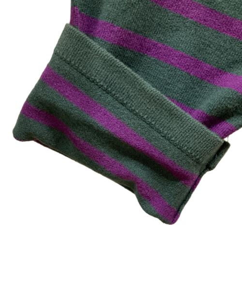 Yonetomi（ヨネトミ）yonetomi (ヨネトミ) ボーダーニット パープル×グレー サイズ:SIZE 4の古着・服飾アイテム