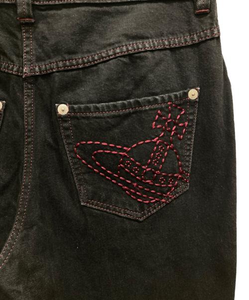 Vivienne Westwood RED LABEL（ヴィヴィアンウエストウッドレッドレーベル）Vivienne Westwood RED LABEL (ヴィヴィアンウエストウッドレッドレーベル) オーブ刺繍デニムパンツ ブラック サイズ:SIZE 3の古着・服飾アイテム