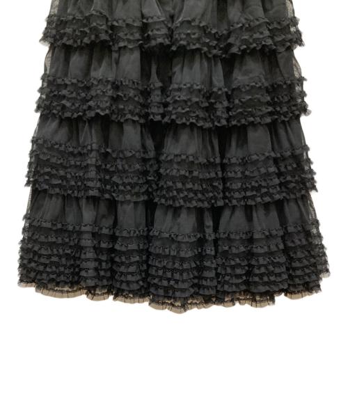 PINK HOUSE（ピンクハウス）PINK HOUSE (ピンクハウス) ウーリーチュールフリル使いローンワンピース ブラック サイズ:不明の古着・服飾アイテム