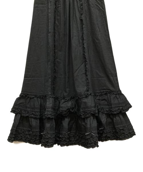 PINK HOUSE（ピンクハウス）PINK HOUSE (ピンクハウス) ピコフリル ローンフリルパフスリーブワンピース ブラック サイズ:不明の古着・服飾アイテム