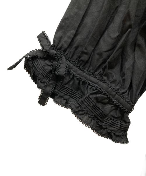 PINK HOUSE（ピンクハウス）PINK HOUSE (ピンクハウス) ピコフリル ローンフリルパフスリーブワンピース ブラック サイズ:不明の古着・服飾アイテム