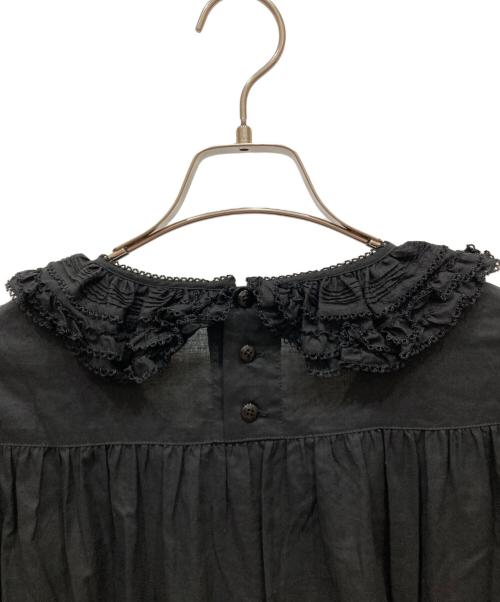 PINK HOUSE（ピンクハウス）PINK HOUSE (ピンクハウス) ピコフリル ローンフリルパフスリーブワンピース ブラック サイズ:不明の古着・服飾アイテム