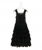 PINK HOUSEピンクハウス）の古着「レースチュール段々ワンピース」｜ブラック