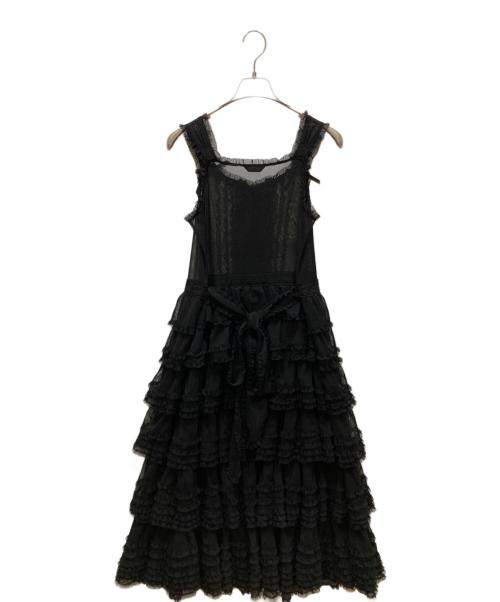 PINK HOUSE（ピンクハウス）PINK HOUSE (ピンクハウス) レースチュール段々ワンピース ブラック サイズ:不明の古着・服飾アイテム