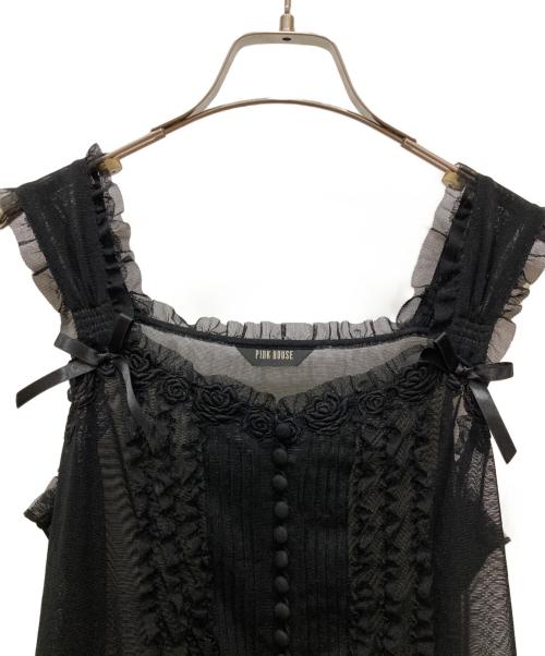 PINK HOUSE（ピンクハウス）PINK HOUSE (ピンクハウス) レースチュール段々ワンピース ブラック サイズ:不明の古着・服飾アイテム