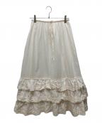 PINK HOUSEピンクハウス）の古着「3段フリル付きロングスカート」｜ホワイト