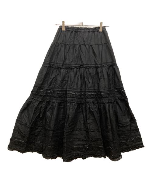 PINK HOUSE（ピンクハウス）PINK HOUSE (ピンクハウス) フロントボタンフリルスカート ブラック サイズ:不明の古着・服飾アイテム