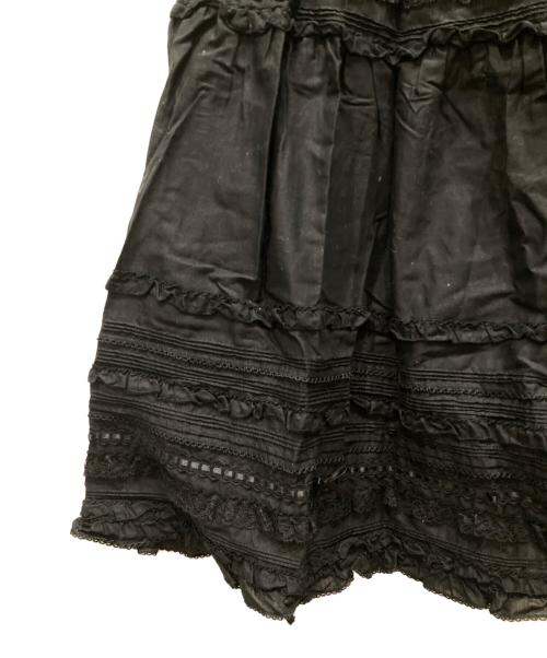 PINK HOUSE（ピンクハウス）PINK HOUSE (ピンクハウス) フロントボタンフリルスカート ブラック サイズ:不明の古着・服飾アイテム