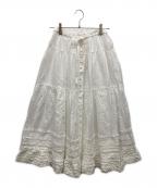 PINK HOUSEピンクハウス）の古着「リボンいっぱいフリルスカート」｜ホワイト