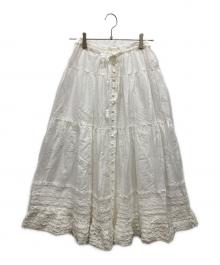 PINK HOUSE（ピンクハウス）の古着「リボンいっぱいフリルスカート」｜ホワイト