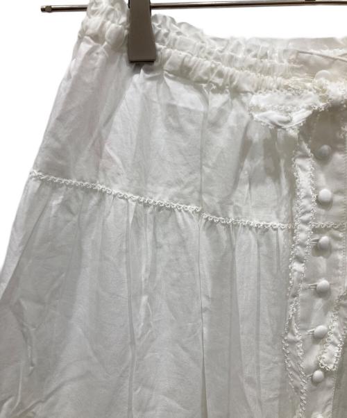 PINK HOUSE（ピンクハウス）PINK HOUSE (ピンクハウス) リボンいっぱいフリルスカート ホワイト サイズ:不明の古着・服飾アイテム