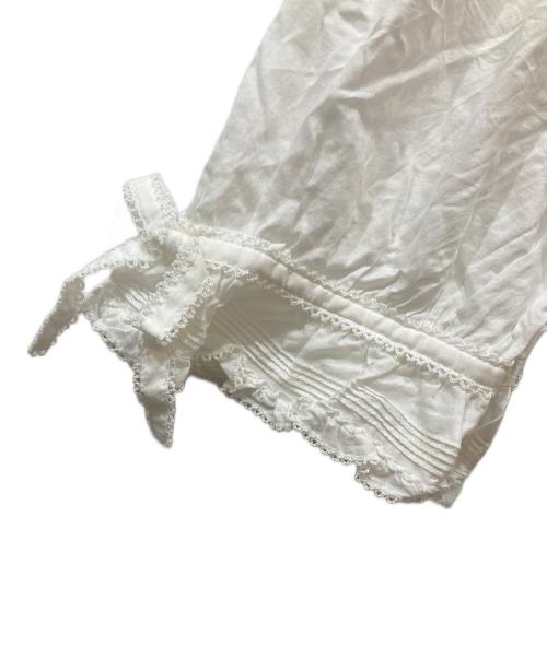 PINK HOUSE（ピンクハウス）PINK HOUSE (ピンクハウス) ピコフリル ローンフリルパフスリーブワンピース ホワイト サイズ:不明の古着・服飾アイテム