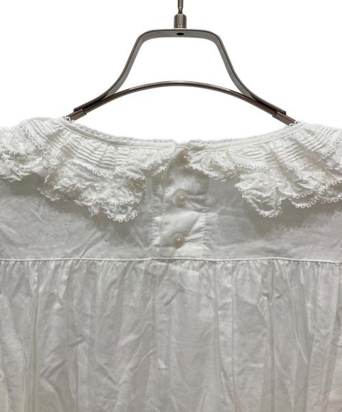 PINK HOUSE（ピンクハウス）PINK HOUSE (ピンクハウス) ピコフリル ローンフリルパフスリーブワンピース ホワイト サイズ:不明の古着・服飾アイテム