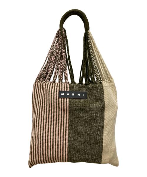 MARNI（マルニ）MARNI (マルニ) FLOWER CAFE HAMMOCK BAG ブラウン×カーキの古着・服飾アイテム