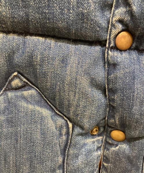 RockyMountainFeatherBed（ロッキーマウンテンフェザーベッド）RockyMountainFeatherBed (ロッキーマウンテンフェザーベッド) 切替デニムダウンベスト インディゴ×ブラウン サイズ:SIZE 40の古着・服飾アイテム