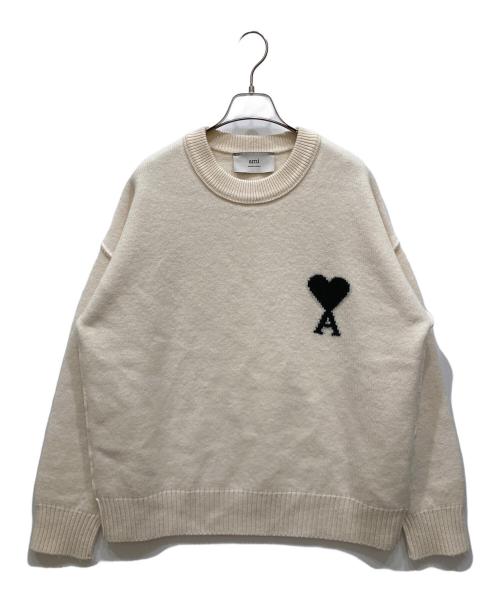 AMI Alexandre Mattiussi（アミアレクサンドルマテュッシ）AMI Alexandre Mattiussi (アミアレクサンドルマテュッシ) メリノウールフェルトニット セーター ホワイト サイズ:SIZE Lの古着・服飾アイテム