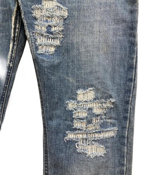 DOLCE & GABBANA（ドルチェ＆ガッバーナ）DOLCE & GABBANA (ドルチェ＆ガッバーナ) クラッシュデニムパンツ インディゴ サイズ:48の古着・服飾アイテム