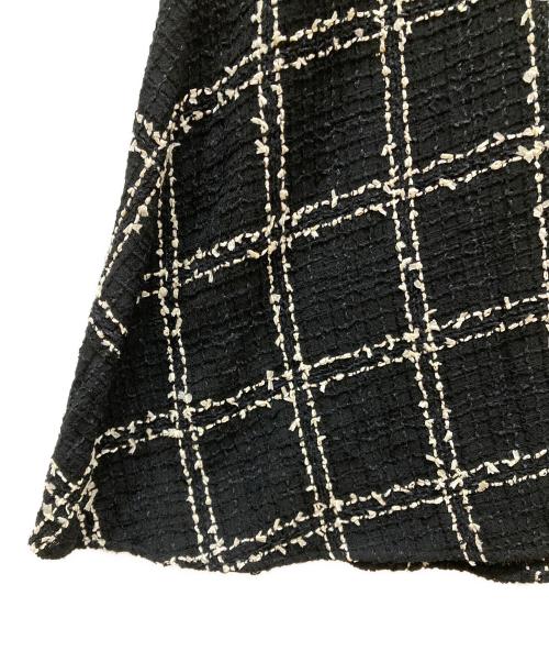 BEARDSLEY（ビアズリー）BEARDSLEY (ビアズリー) チェックツイードフレアーワンピース ブラック×ホワイト サイズ:SIZE 0の古着・服飾アイテム