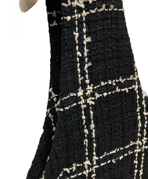 BEARDSLEY（ビアズリー）BEARDSLEY (ビアズリー) チェックツイードフレアーワンピース ブラック×ホワイト サイズ:SIZE 0の古着・服飾アイテム