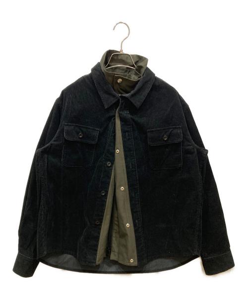 sacai（サカイ）sacai (サカイ) コーデュロイシャツ ブラック×カーキ サイズ:SIZE 1の古着・服飾アイテム