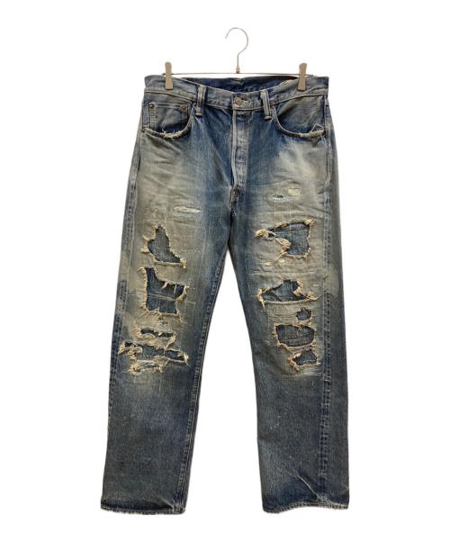 SUGAR CANE（シュガーケーン）SUGAR CANE (シュガーケーン) クラッシュ加工デニムパンツ インディゴ サイズ: 91cm (W36)の古着・服飾アイテム