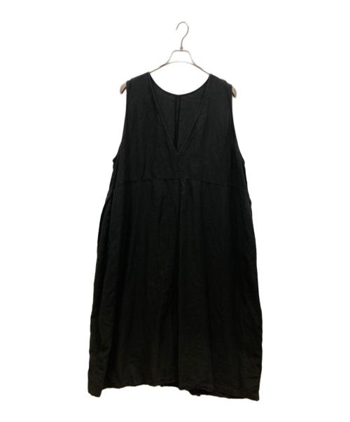 nest Robe（ネストローブ）nest Robe (ネストローブ) ブラックリネンバックVネックノースリーブワンピース ブラック サイズ:FREEの古着・服飾アイテム