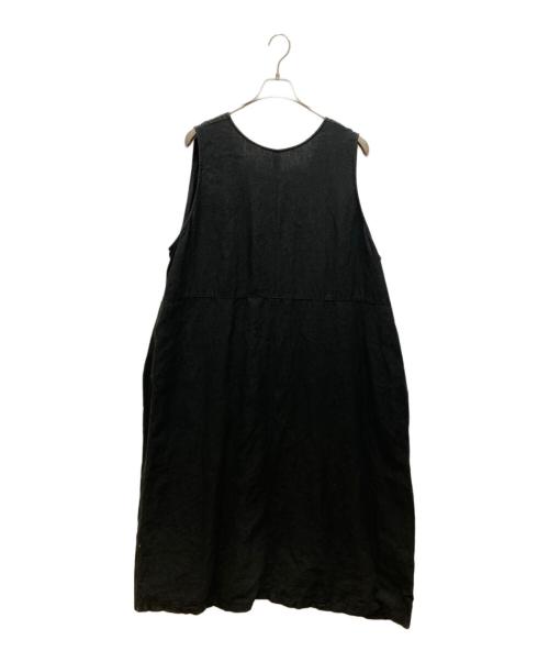 nest Robe（ネストローブ）nest Robe (ネストローブ) ブラックリネンバックVネックノースリーブワンピース ブラック サイズ:FREEの古着・服飾アイテム