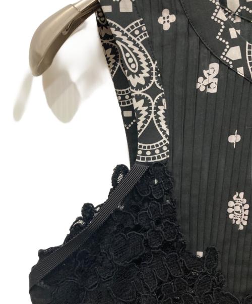 sacai（サカイ）sacai (サカイ) 総柄 ペイズリー ドッキング アシンメトリー プリーツ ブラウス ブラック サイズ:2の古着・服飾アイテム