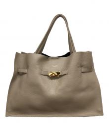 VIOLAd'ORO（ヴィオラドーロ）の古着「イタリアンWフェイスレザートートバッグ」｜ベージュ