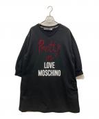 LOVE MOSCHINOラブモスキーノ）の古着「ライトストーンvネックスウェットワンピース」｜ブラック