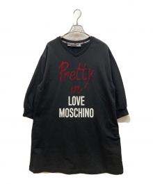 LOVE MOSCHINO（ラブモスキーノ）の古着「ライトストーンvネックスウェットワンピース」｜ブラック