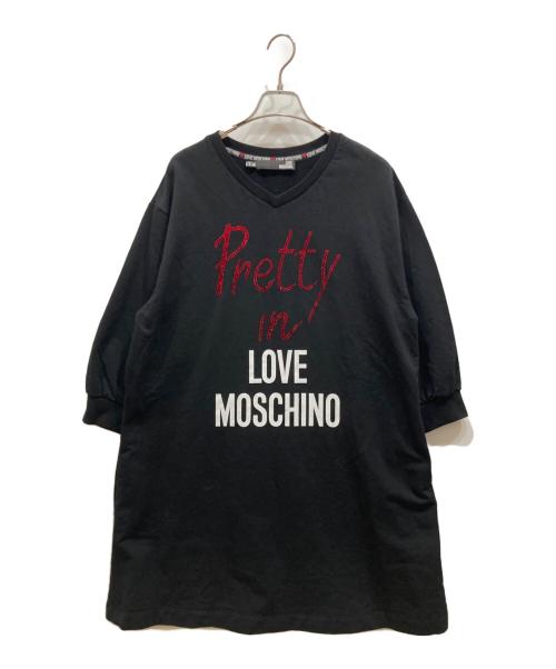 LOVE MOSCHINO（ラブモスキーノ）LOVE MOSCHINO (ラブモスキーノ) ライトストーンvネックスウェットワンピース ブラック サイズ:36の古着・服飾アイテム