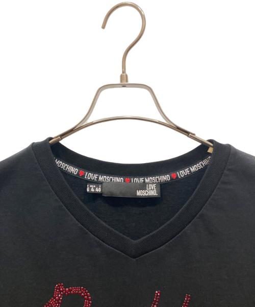 LOVE MOSCHINO（ラブモスキーノ）LOVE MOSCHINO (ラブモスキーノ) ライトストーンvネックスウェットワンピース ブラック サイズ:36の古着・服飾アイテム