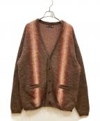 MINEDENIMマインデニム）の古着「Fuzzy Stripe Mohair Knit Cardigan」｜ブラウン