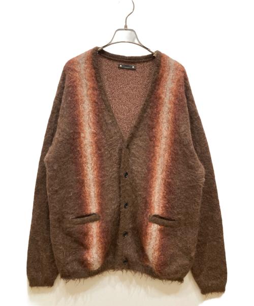 MINEDENIM（マインデニム）MINEDENIM (マインデニム) Fuzzy Stripe Mohair Knit Cardigan ブラウン サイズ:SIZE 3の古着・服飾アイテム