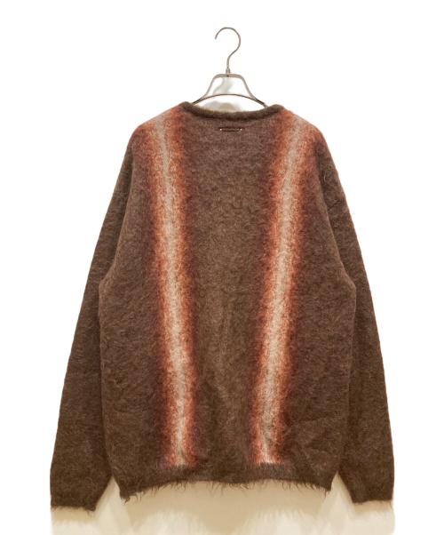 MINEDENIM（マインデニム）MINEDENIM (マインデニム) Fuzzy Stripe Mohair Knit Cardigan ブラウン サイズ:SIZE 3の古着・服飾アイテム
